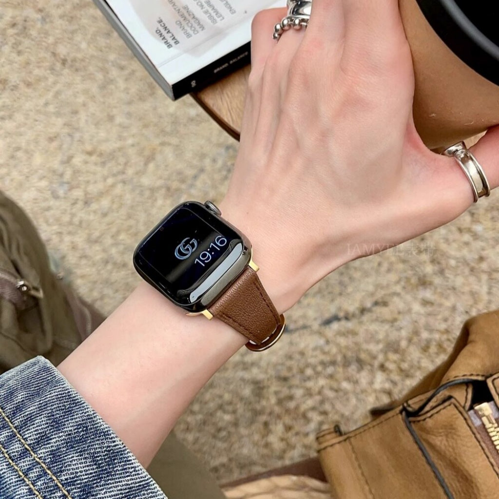 Horseshoe Buckle Leather Strap For Apple Watch