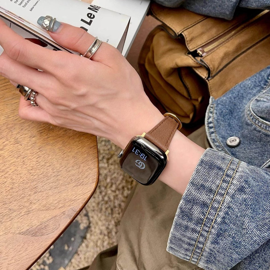 Horseshoe Buckle Leather Strap For Apple Watch