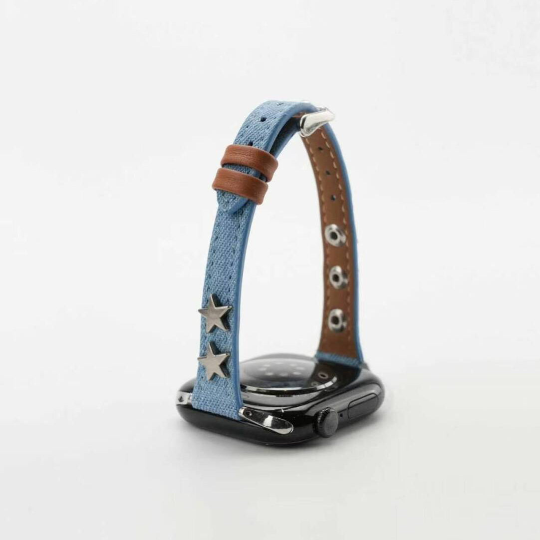 Retro Star Stud Denim Band For Apple Watch