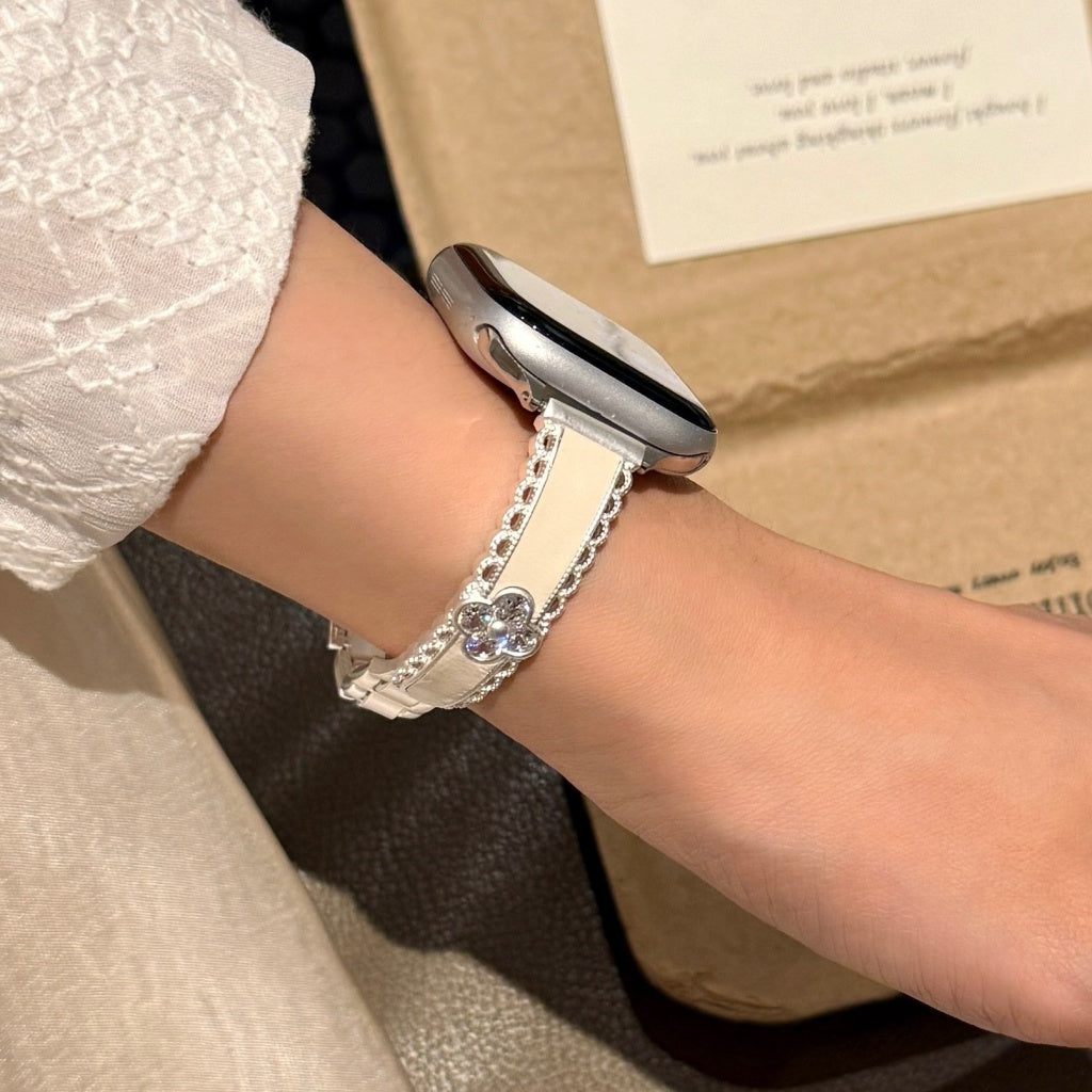 Celestine Crystal Leather Band For Apple Watch