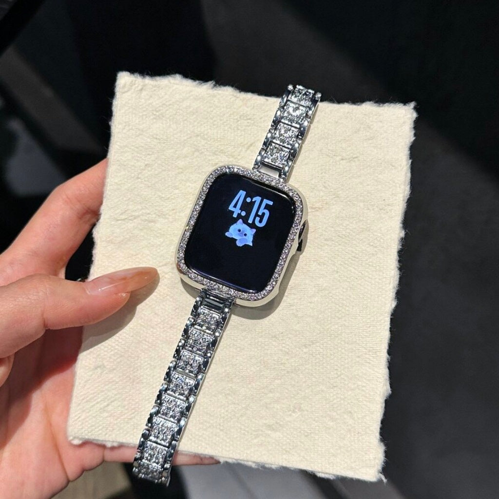 Diamond-Encrusted Metal Chain Strap For Apple Watch