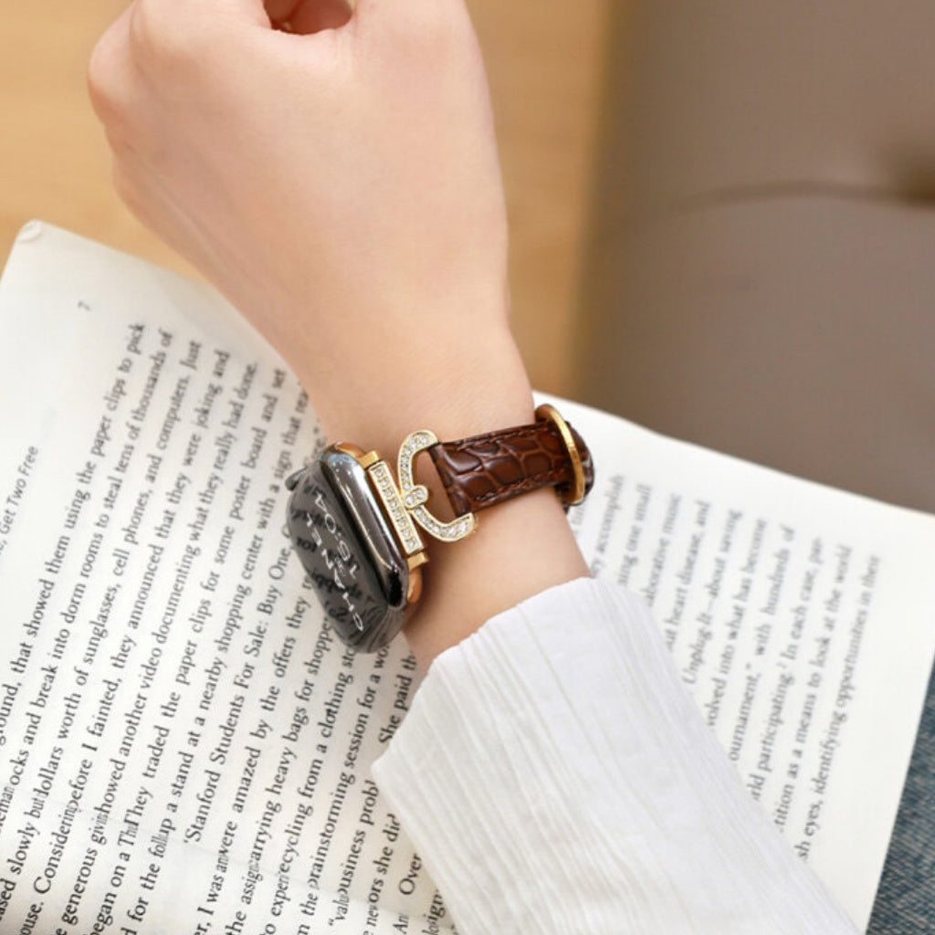 Regina Crystal Leather Band for Apple Watch