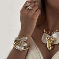White Flower Gold-Plated Set