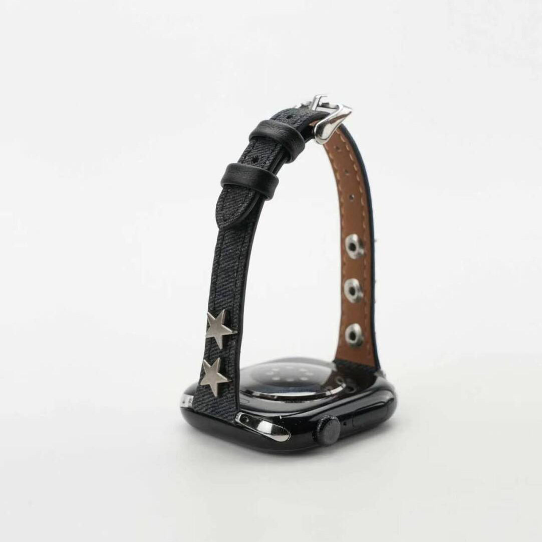 Retro Star Stud Denim Band For Apple Watch