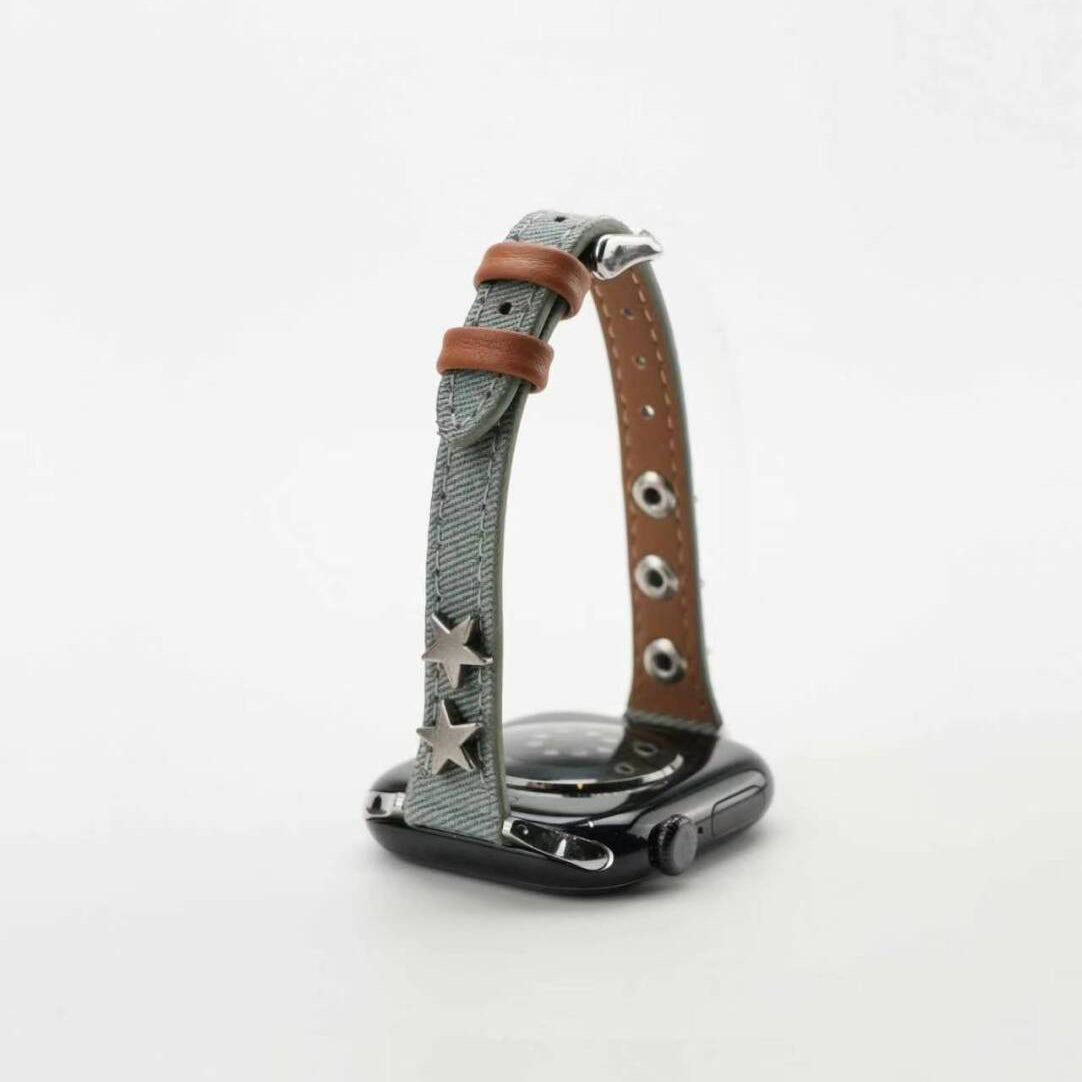 Retro Star Stud Denim Band For Apple Watch
