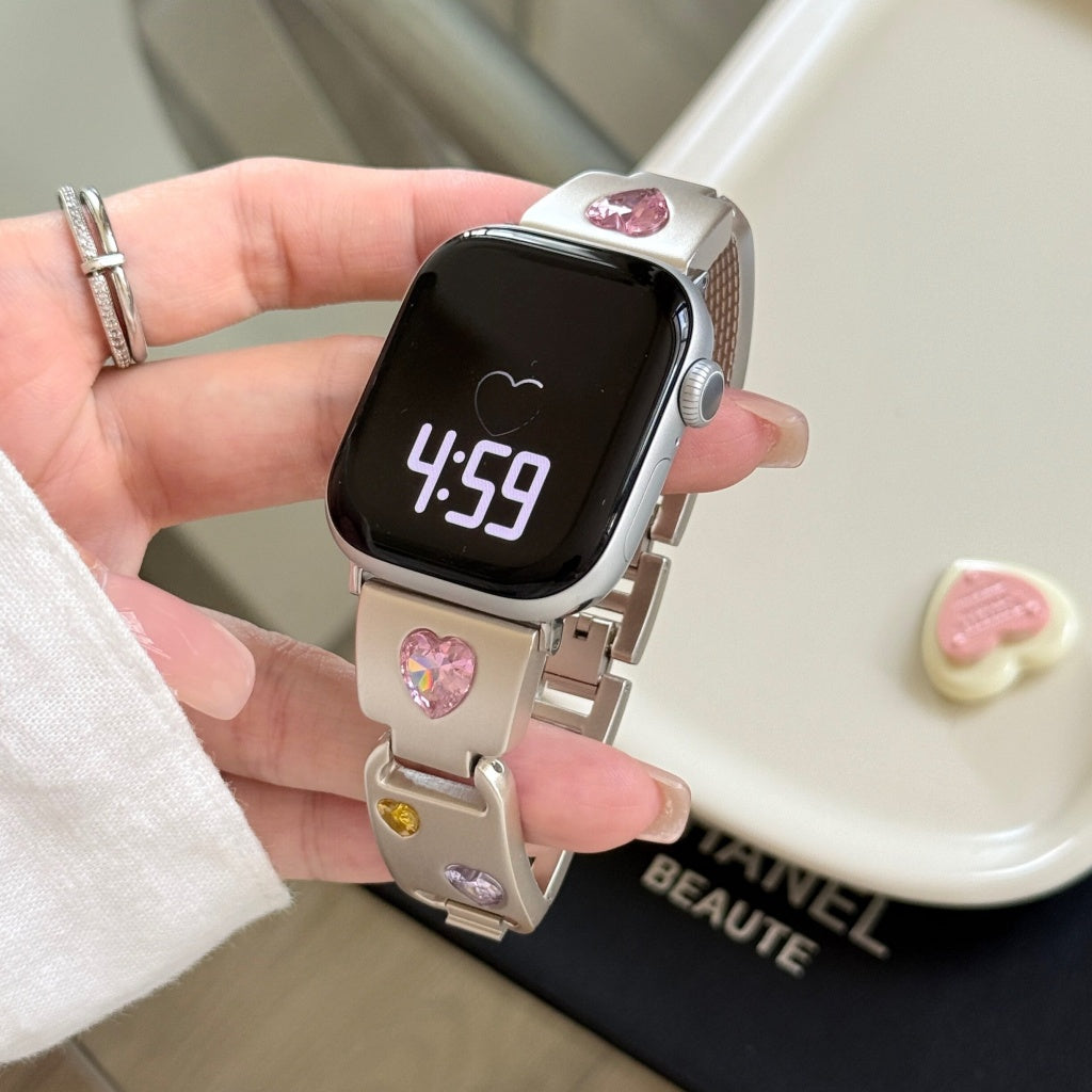 Heart Diamond Metal For Apple Watch Band