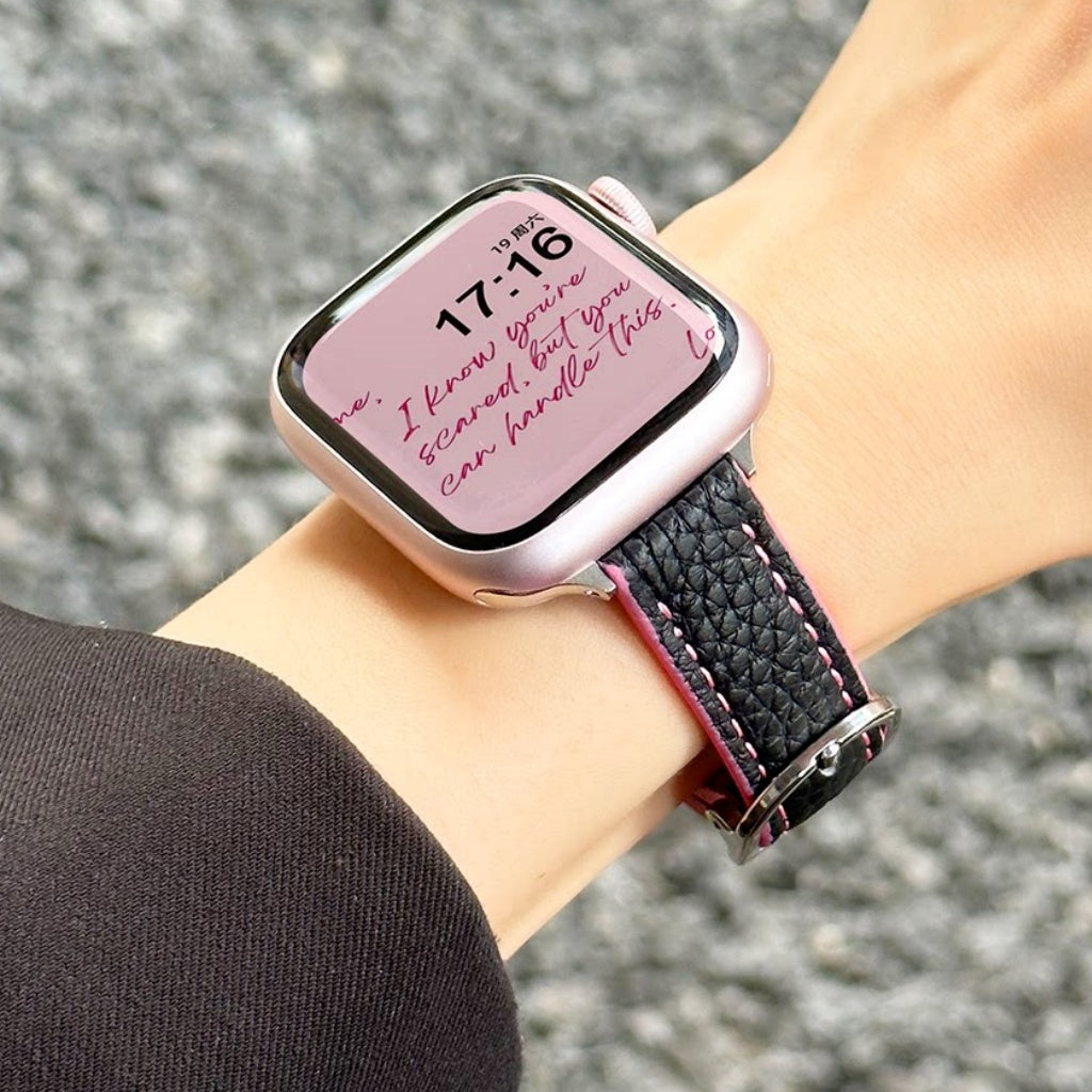 Leather Oval Buckle Strap For Apple Watch