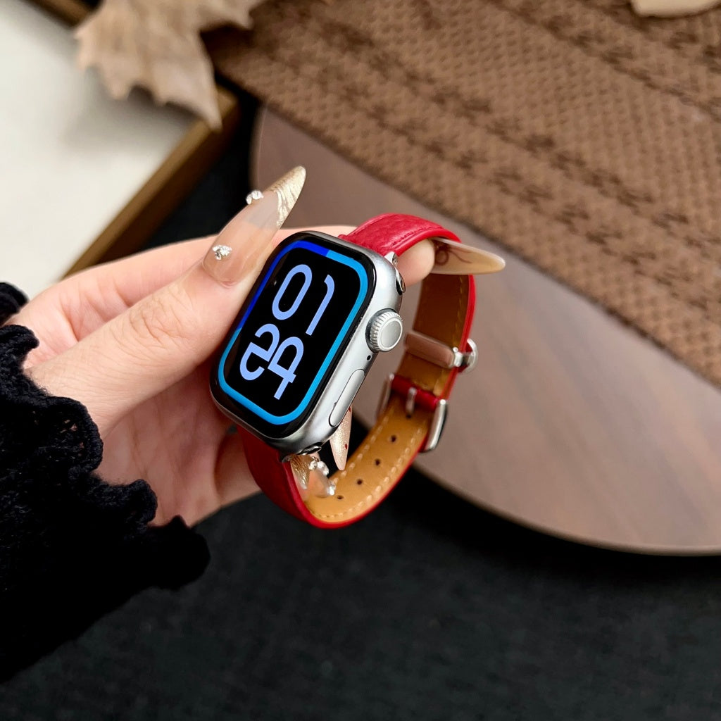 Clover Decor Leather Apple Watch Band