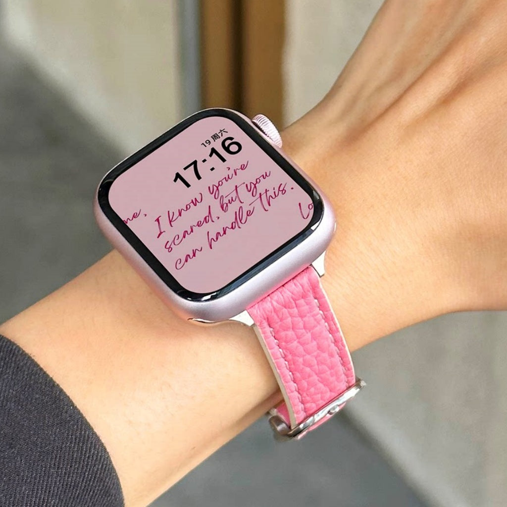 Leather Oval Buckle Strap For Apple Watch