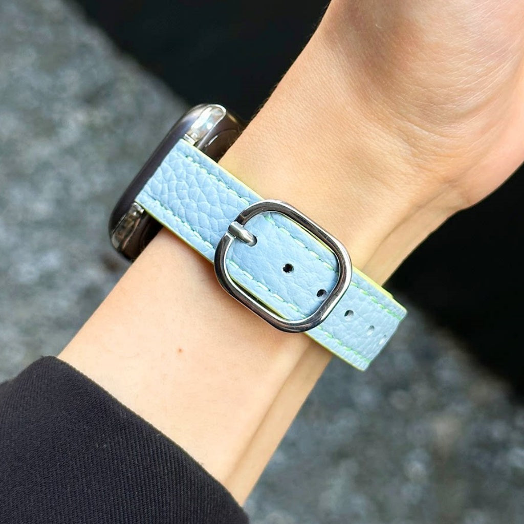 Leather Oval Buckle Strap For Apple Watch