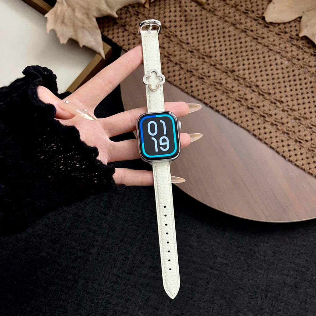 Clover Decor Leather Apple Watch Band