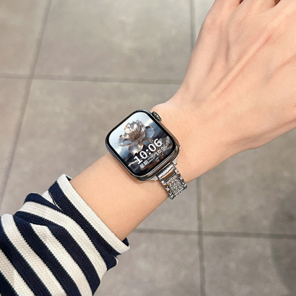 Diamond-Encrusted Metal Chain Strap For Apple Watch