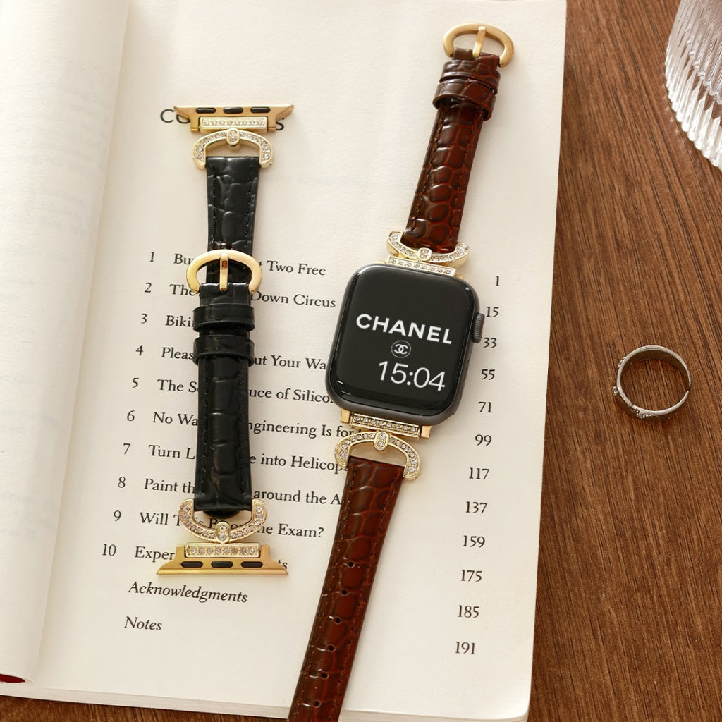 Regina Crystal Leather Band for Apple Watch