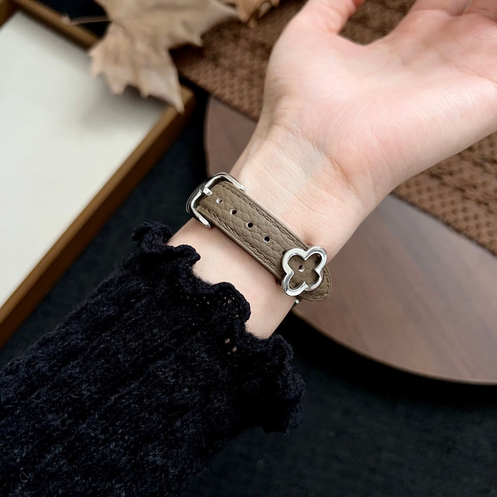 Clover Decor Leather Apple Watch Band