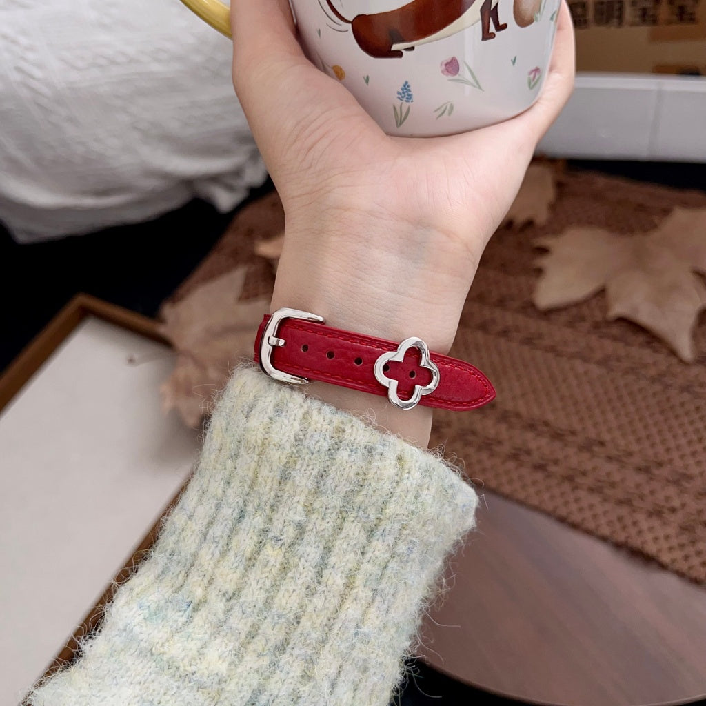 Clover Decor Leather Apple Watch Band