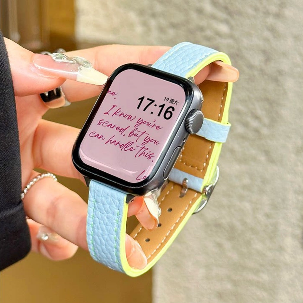 Leather Oval Buckle Strap For Apple Watch