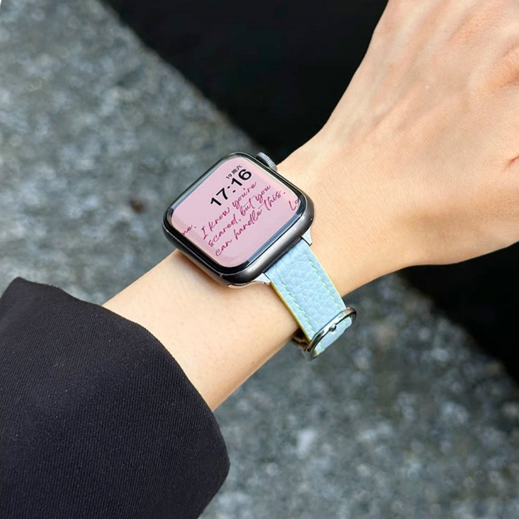 Leather Oval Buckle Strap For Apple Watch