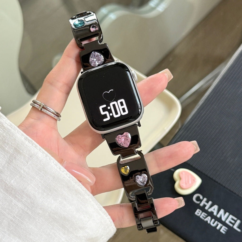 Heart Diamond Metal For Apple Watch Band
