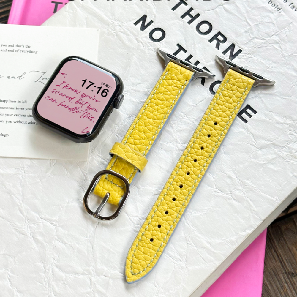Leather Oval Buckle Strap For Apple Watch