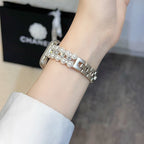 Double-Row Pearl Metal Strap For Apple Watch