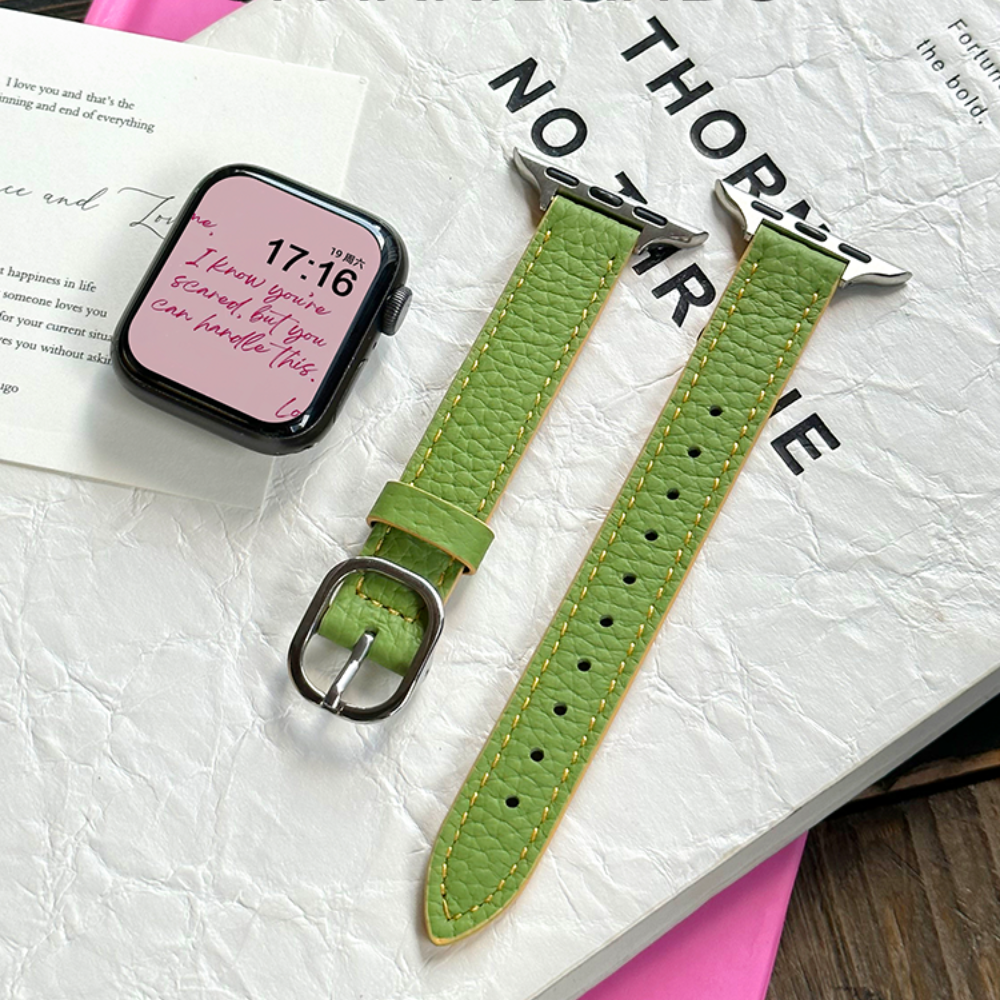 Leather Oval Buckle Strap For Apple Watch