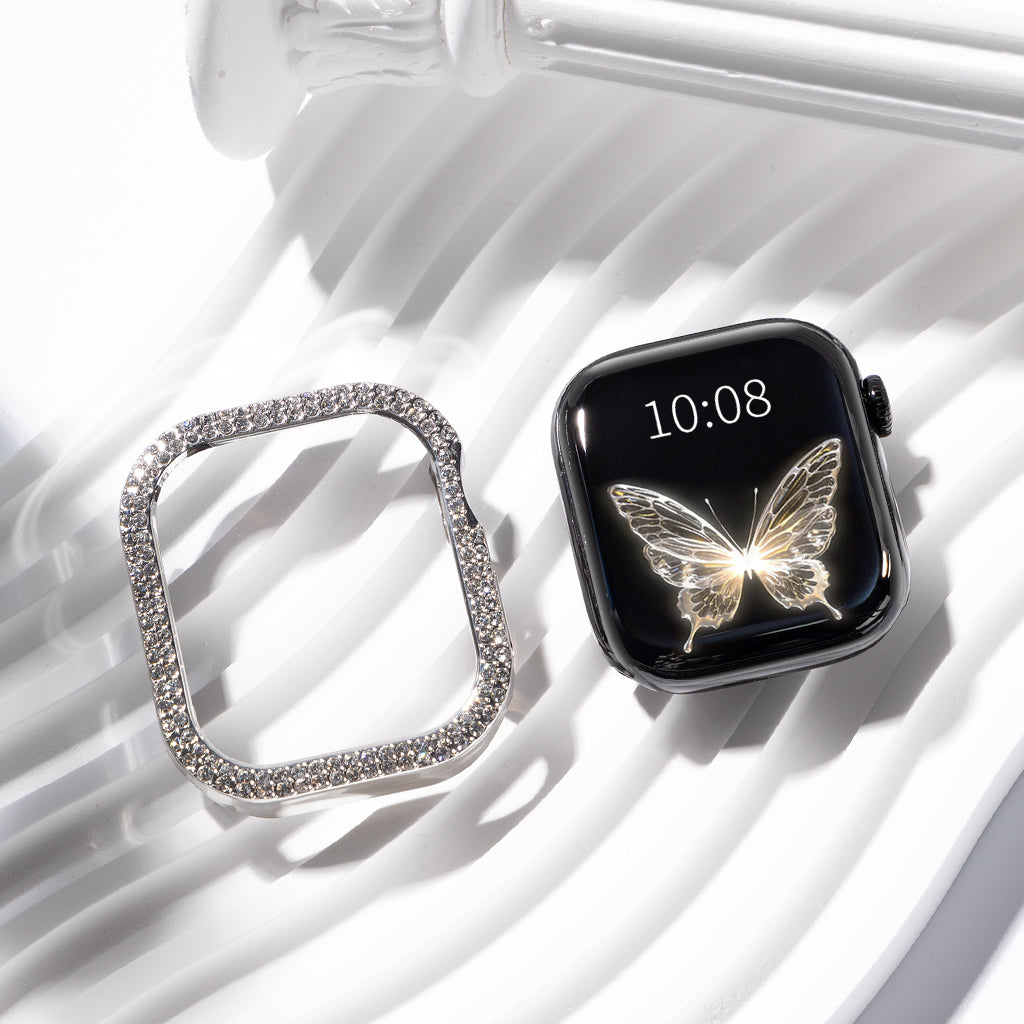 Bling Rhinestone Case Cover With Tempered Glass