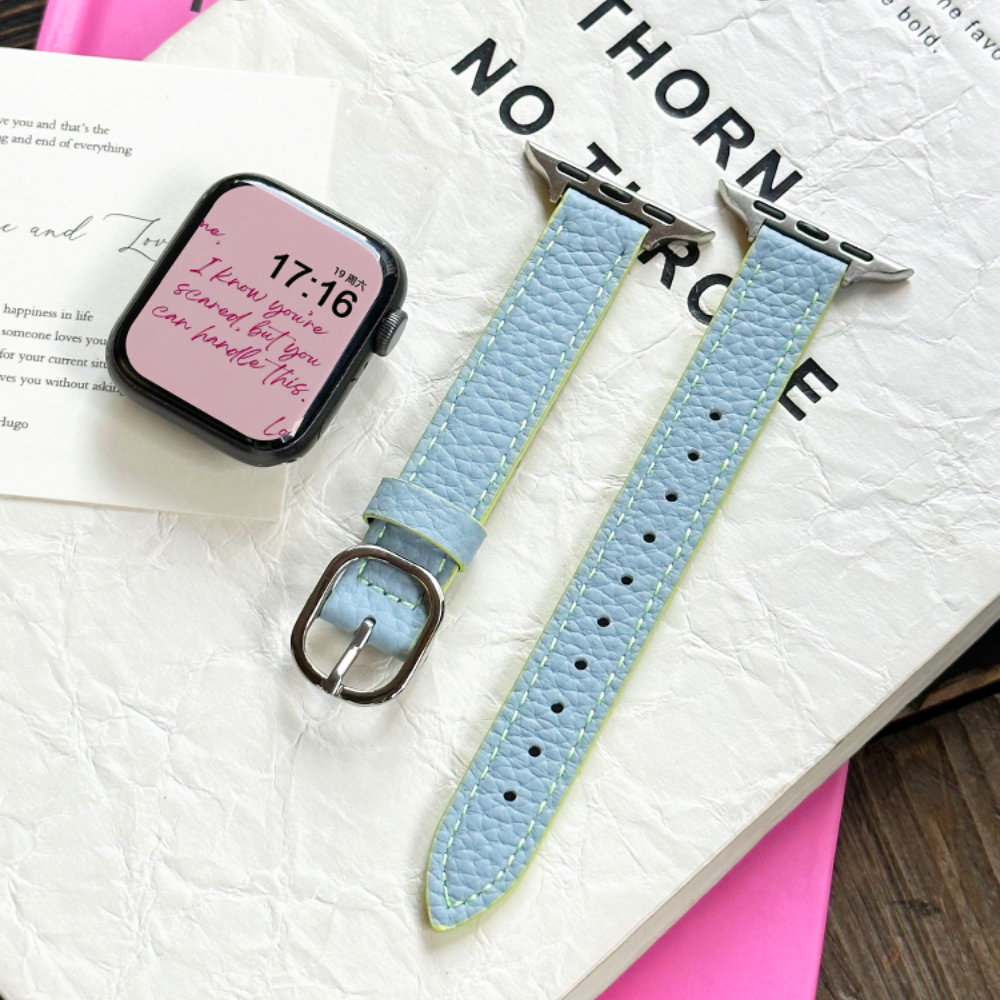 Leather Oval Buckle Strap For Apple Watch