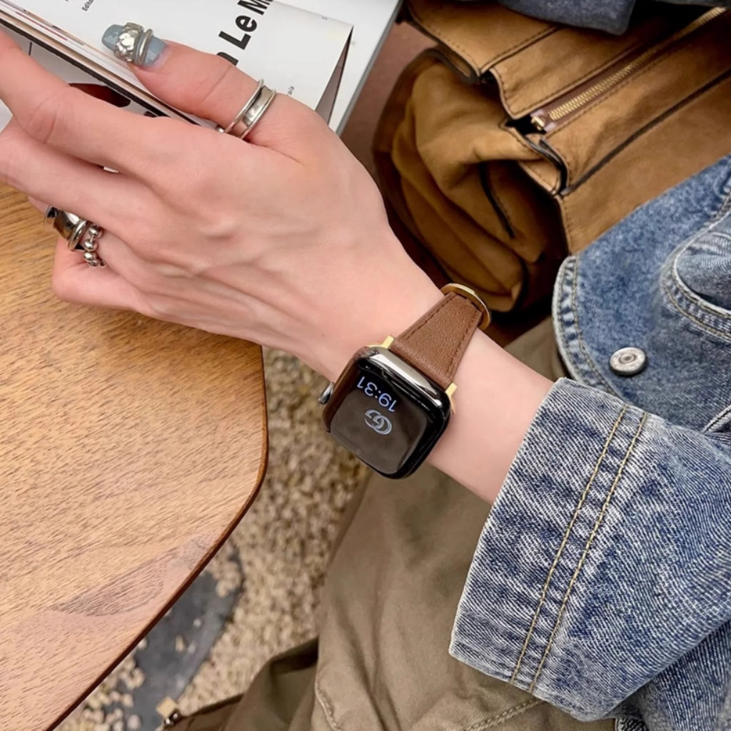 Horseshoe Buckle Leather Strap For Apple Watch