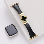 Flower Emblem Leather Apple Watch Band