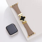 Flower Emblem Leather Apple Watch Band