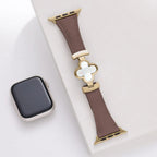 Flower Emblem Leather Apple Watch Band