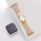 Flower Emblem Leather Apple Watch Band