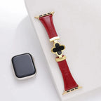 Flower Emblem Leather Apple Watch Band