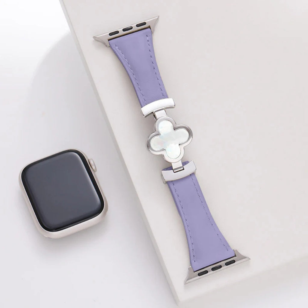 Flower Emblem Leather Apple Watch Band