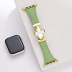 Flower Emblem Leather Apple Watch Band