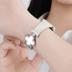 Flower Emblem Leather Apple Watch Band