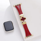 Flower Emblem Leather Apple Watch Band