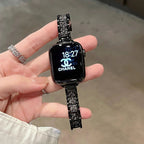 Diamond-Encrusted Metal Chain Strap For Apple Watch