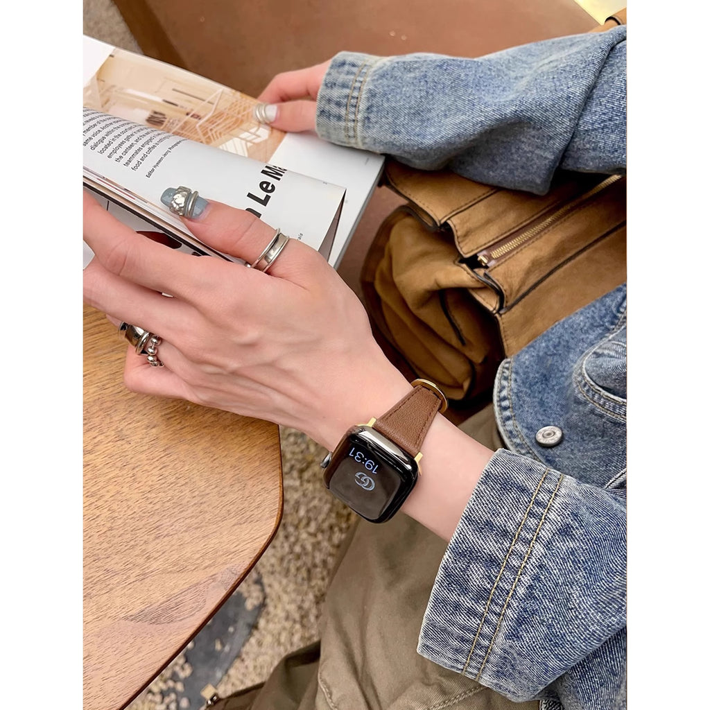 Horseshoe Buckle Leather Strap For Apple Watch