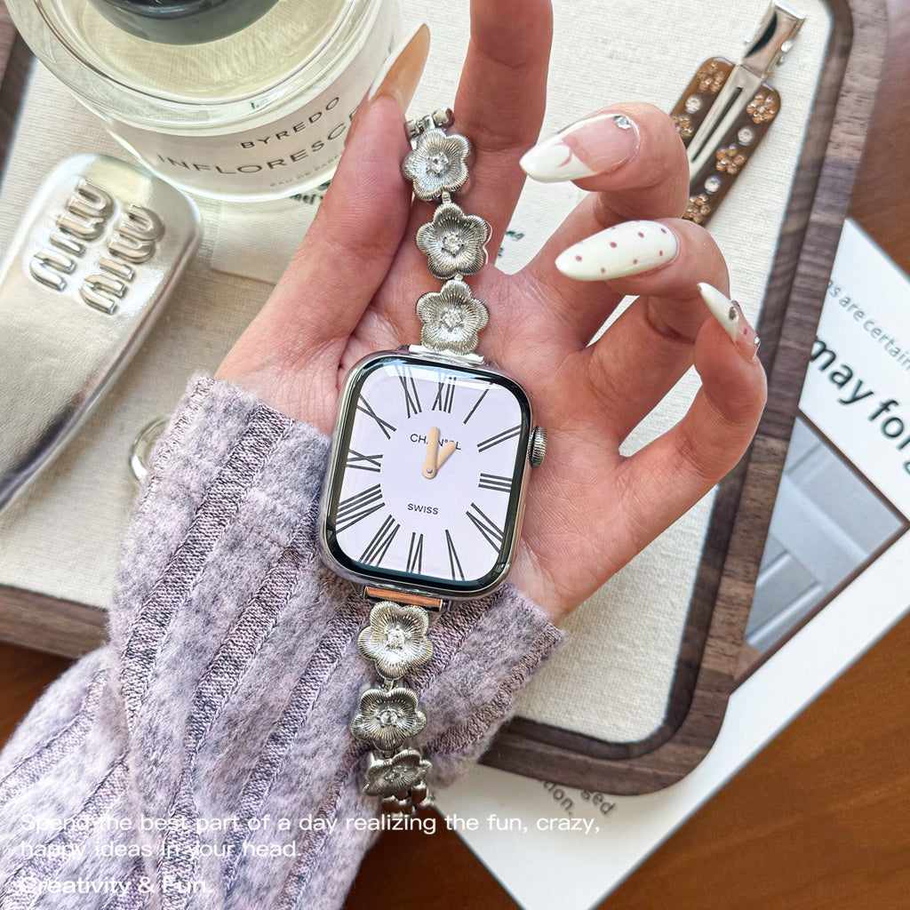 Floral Metal Bracelet For Apple Watch