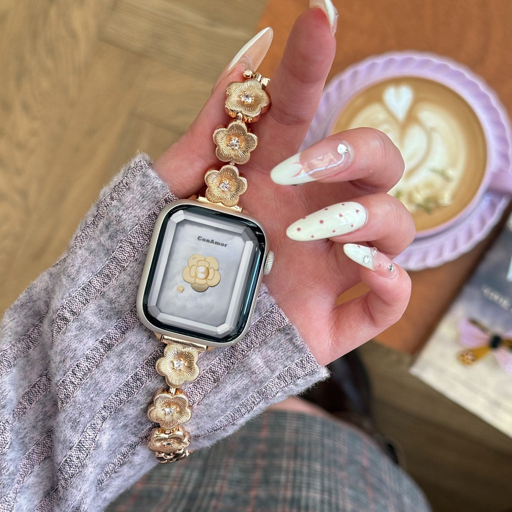 Floral Metal Bracelet For Apple Watch