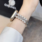 Double-Row Pearl Metal Strap For Apple Watch