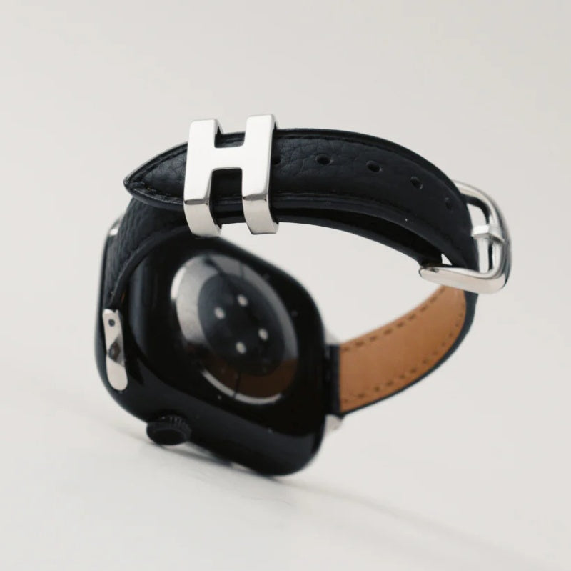 Leather H Metal Buckle Band