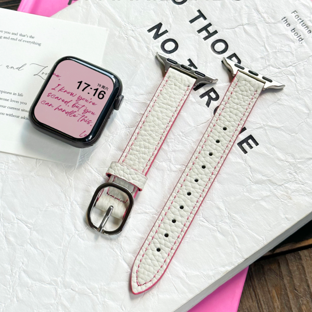 Leather Oval Buckle Strap For Apple Watch