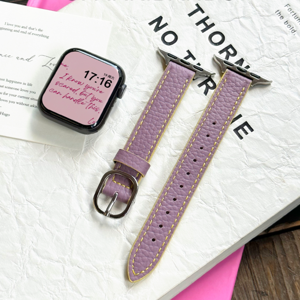 Leather Oval Buckle Strap For Apple Watch