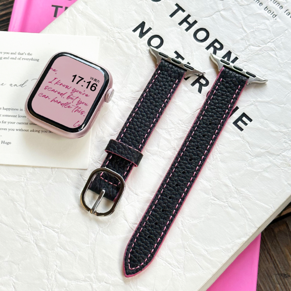 Leather Oval Buckle Strap For Apple Watch