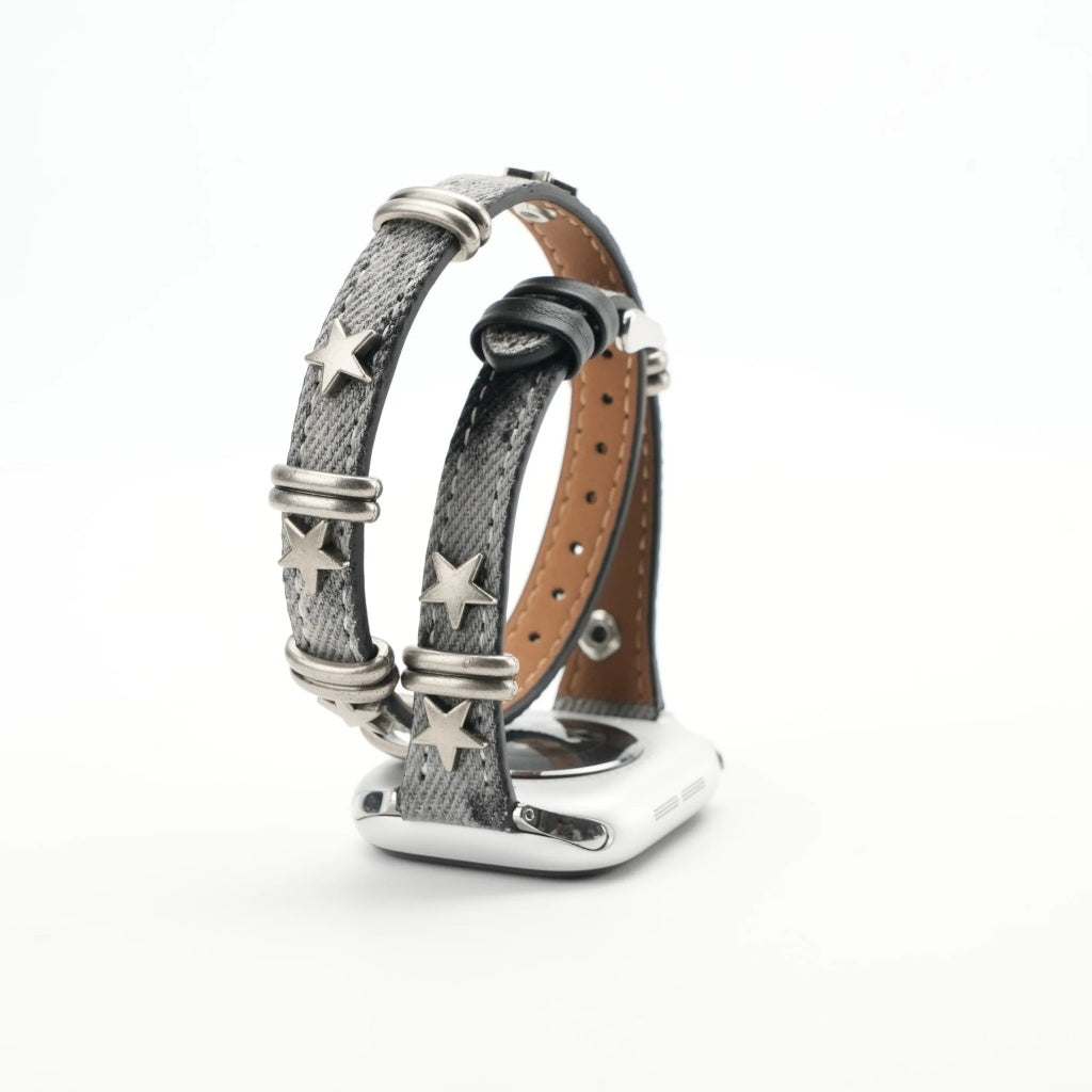 Retro Star Stud Denim Band For Apple Watch