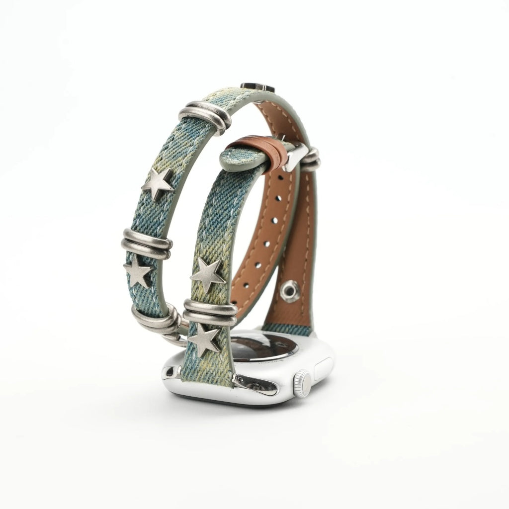 Retro Star Stud Denim Band For Apple Watch