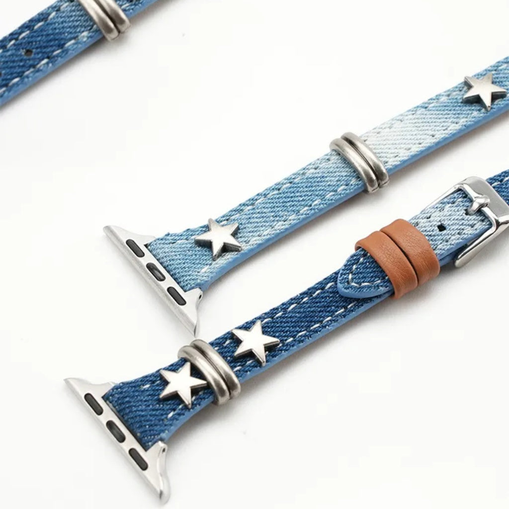 Retro Star Stud Denim Band For Apple Watch