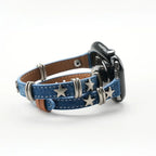 Retro Star Stud Denim Band For Apple Watch